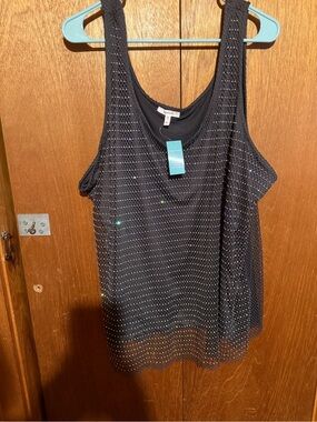 Maurices Black Sequin Mesh Tank Top
